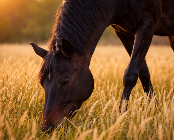 horse grazing balanced health