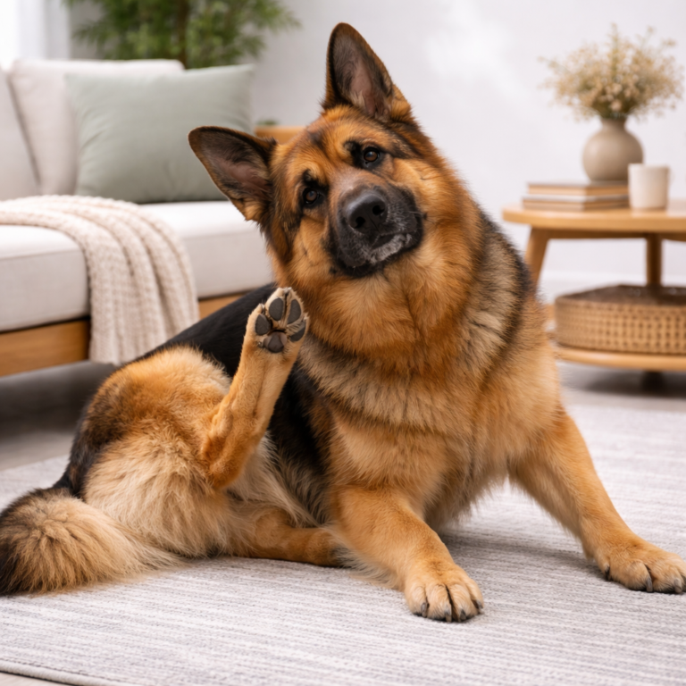 german shepherd with itching condition