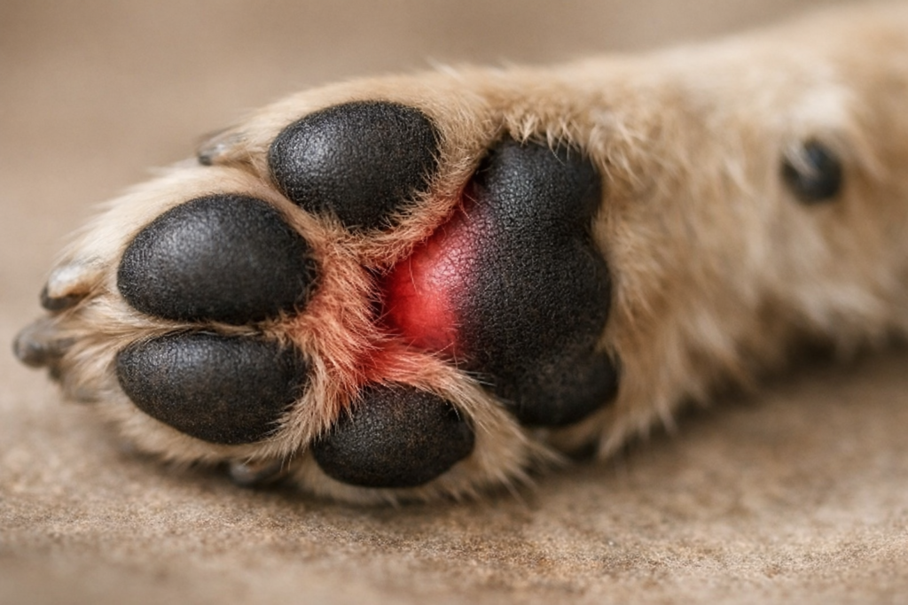 inflamed dog paw